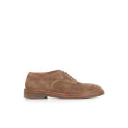 Beige Suede Derby Flade Sko