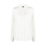 Hvid Silkeblandings Skjorte med Klassisk Krave