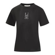 Sort T-shirt med rhinsten monogram