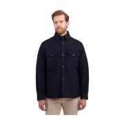 Navy Wool Blend Overshirt Jakke