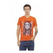 Stilfuld Orange V-Hals Bomuld T-Shirt
