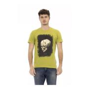 Grøn Bomuld T-Shirt med Frontprint