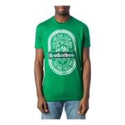 Stilfuld Grøn Printet Herre T-shirt