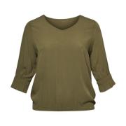 Dusty Olive V-Hals Bluse