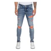 Orange Ripped Biker Jeans