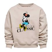 Stilfuld Beige Sweatshirt med Minnie Mouse Print