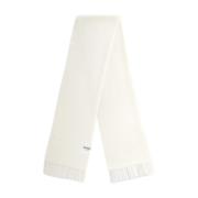 Hvid Tørklæde med Frynser og Logo Mærkat