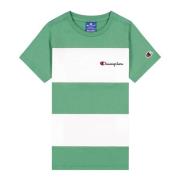 Stribet T-Shirt - Grøn og Hvid