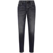 Sorte Regular Fit Jeans med Fem Lommer