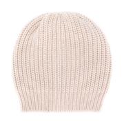 Beige Cable Strik Cashmere Beanie