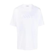 Klassisk Broderet T-Shirt i Optisk Hvid