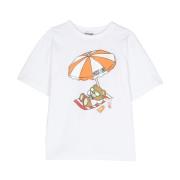 Hvid Teddybjørn Print T-Shirt til Drenge