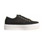 Hvide Lærred Platform Sneakers