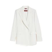 Dobbeltbrystet Blazer i Hvid Satin