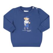Blå Bomuldsfleece Sweatshirt med Polo Bear