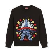 Sort sweater med tegnet Varsity broderi