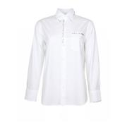 Hvid Bomuldsskjorte med Syede Detaljer