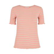 Natalia Bluse SS - Peach Sand Stripe