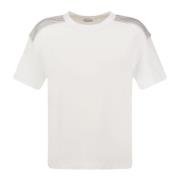 T-shirt i strækbomuld med skinnende skuldre