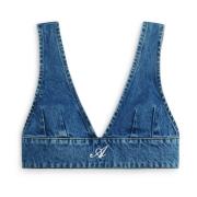 Denim V-Neck Crop Top