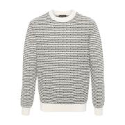 Beige Sweaters med Intarsia-Strik Logo