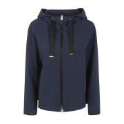 Blå Hooded Bomber Jakke