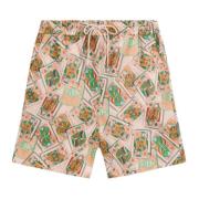 Kortspil Print Linned Bomuld Shorts