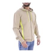 Neopren Zip Sweatshirt - Beige Hætte