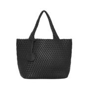 Vendbar Flettet Tote Taske - Sort/Gun Metal