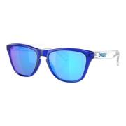 Krystalblå firkantede solbriller med Prizm Sapphire linser