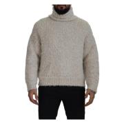 Kremet uld strik turtleneck pullover sweater