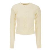 Mohair-blend sweater med kabelstrik