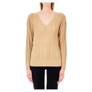 Guld V-hals Lurex Sweater