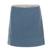 Heather Blue Wool A-Line Mini Nederdel