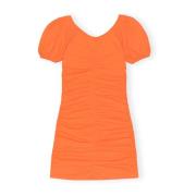 Vibrant Orange Cotton Poplin Mini Kjole