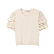 Romantisk Ruffled Sweater Ivory