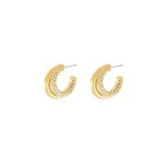 Joy Waterproof Clear CZ Double Hoop Earring 18K Gold Plating