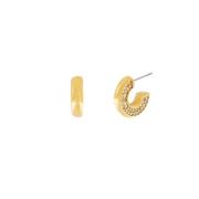 Joy Waterproof Clear CZ One Side Hoop Earring 18K Gold Plating