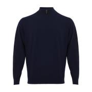 Marineblå Cashmere Halv Lynlås Sweater