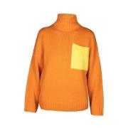 Kontrastlomme Turtleneck Sweater