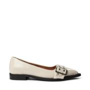 Beige Patent Ballerina Sko