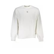 Hvid Børstet Bomuldssweater med Logo Print