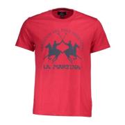 Rød Bomuld T-Shirt, Korte Ærmer, Normal Pasform, Rund Hals, Print, Log...