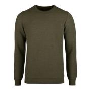 Green Textured Merino Wool Crew Neck