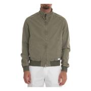 Stone Washed Bomber Jacket med Strik Manchetter