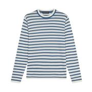 Lys Blå Stribet Crewneck Sweater