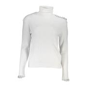 Grå Turtleneck Bomuldssweater Kontrastdetaljer