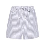 Navy Blue Stribet Poplin Shorts