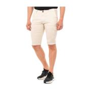 Beige Multi-pocket Bermuda Shorts