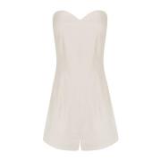 Ivory Strapless Jumpsuit i Bomuld-Viskose Blanding